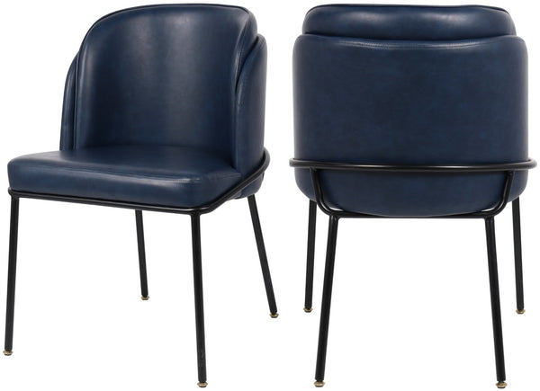 Jagger Faux Leather / Iron / Engineered Wood / Foam Contemporary Navy Faux Leather Dining Chair - 22" W x 23" D x 31" H