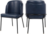 Jagger Faux Leather / Iron / Engineered Wood / Foam Contemporary Navy Faux Leather Dining Chair - 22" W x 23" D x 31" H