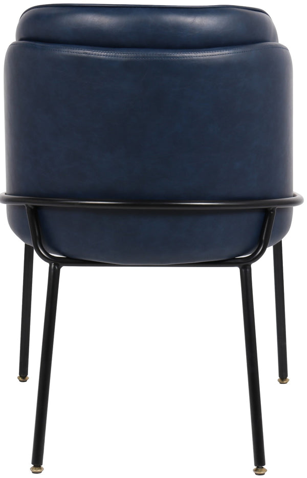 Jagger Faux Leather / Iron / Engineered Wood / Foam Contemporary Navy Faux Leather Dining Chair - 22" W x 23" D x 31" H