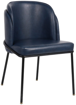 Jagger Faux Leather / Iron / Engineered Wood / Foam Contemporary Navy Faux Leather Dining Chair - 22" W x 23" D x 31" H