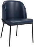 Jagger Faux Leather / Iron / Engineered Wood / Foam Contemporary Navy Faux Leather Dining Chair - 22" W x 23" D x 31" H