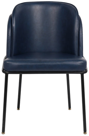 Jagger Faux Leather / Iron / Engineered Wood / Foam Contemporary Navy Faux Leather Dining Chair - 22" W x 23" D x 31" H