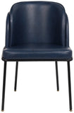 Jagger Faux Leather / Iron / Engineered Wood / Foam Contemporary Navy Faux Leather Dining Chair - 22" W x 23" D x 31" H