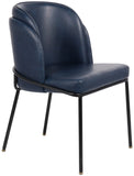 Jagger Faux Leather / Iron / Engineered Wood / Foam Contemporary Navy Faux Leather Dining Chair - 22" W x 23" D x 31" H