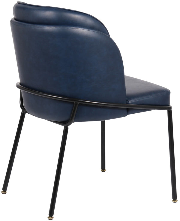 Jagger Faux Leather / Iron / Engineered Wood / Foam Contemporary Navy Faux Leather Dining Chair - 22" W x 23" D x 31" H