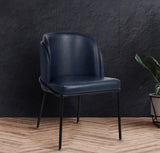 Jagger Faux Leather / Iron / Engineered Wood / Foam Contemporary Navy Faux Leather Dining Chair - 22" W x 23" D x 31" H