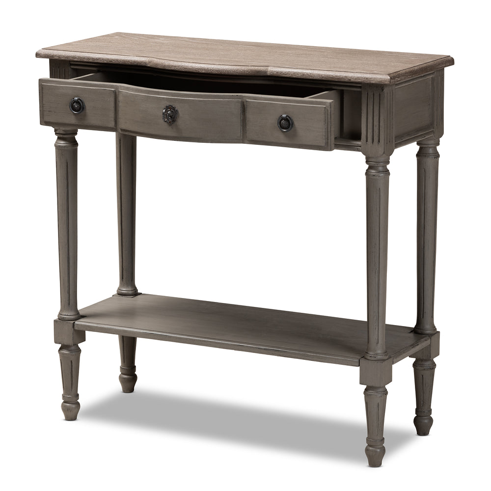 Baxton Studio Noelle French Provincial Gray Finished 1-Drawer Wood Console Table