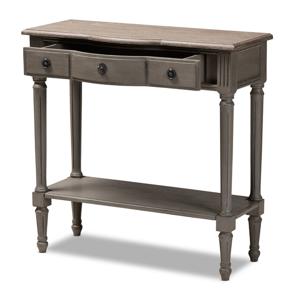 Baxton Studio Noelle French Provincial Gray Finished 1-Drawer Wood Console Table