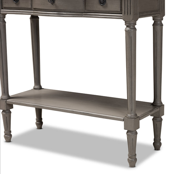 Baxton Studio Noelle French Provincial Gray Finished 1-Drawer Wood Console Table