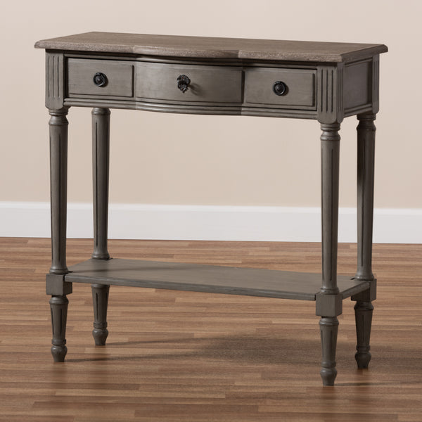 Baxton Studio Noelle French Provincial Gray Finished 1-Drawer Wood Console Table