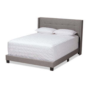 Baxton Studio Lisette Modern and Contemporary Grey Fabric Upholstered King Size Bed