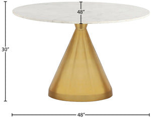 Emery Marble / Stainless Steel Contemporary White Marble Dining Table - 48" W x 48" D x 30" H