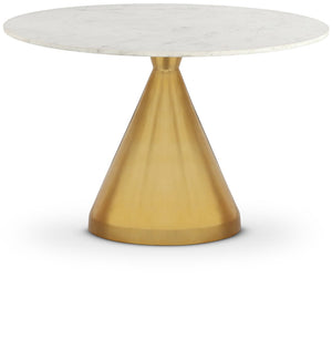 Emery Marble / Stainless Steel Contemporary White Marble Dining Table - 48" W x 48" D x 30" H