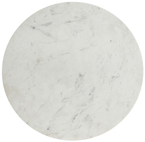 Emery Marble / Stainless Steel Contemporary White Marble Dining Table - 48" W x 48" D x 30" H