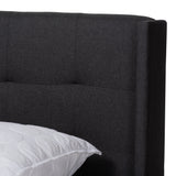 Baxton Studio Lisette Modern and Contemporary Charcoal Grey Fabric Upholstered Queen Size Bed