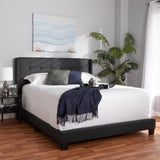 Baxton Studio Lisette Modern and Contemporary Charcoal Grey Fabric Upholstered King Size Bed