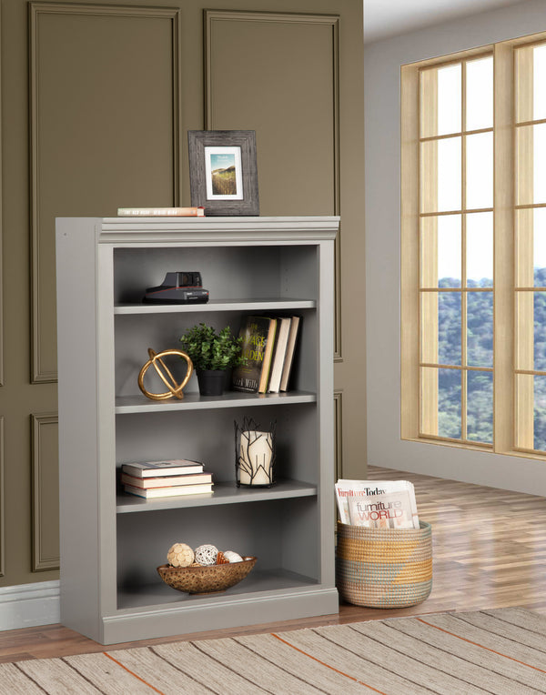 Edgar 48" Gray Bookcase with Adjustable Shelves - Durable Poplar & MDF, Perfect for Home Decor!