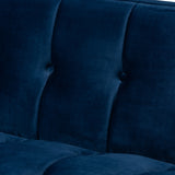 Baxton Studio Ambra Glam and Luxe Royal Blue Velvet Fabric Upholstered and Button Tufted Gold Sofa with Gold-Tone Frame
