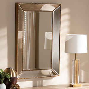 Baxton Studio Neva Modern and Contemporary Antique Gold Finished Rectangular Accent Wall Mirror