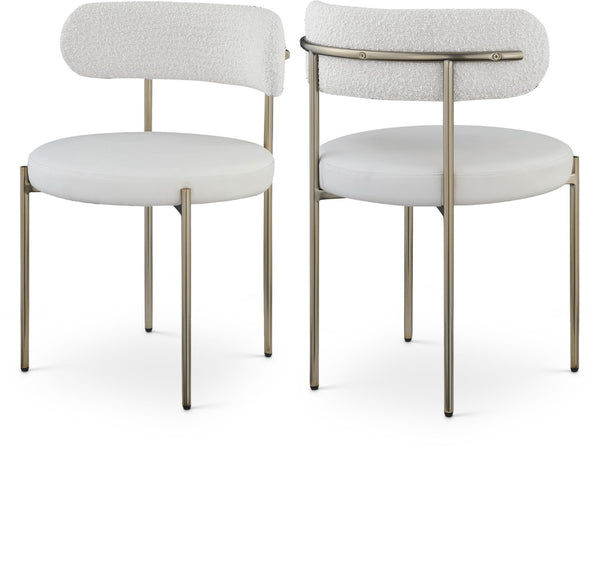 Beacon Boucle Fabric / Faux Leather / Iron / Foam Contemporary Cream Faux Leather and Boucle Fabric Dining Chair - 22" W x 21" D x 30" H