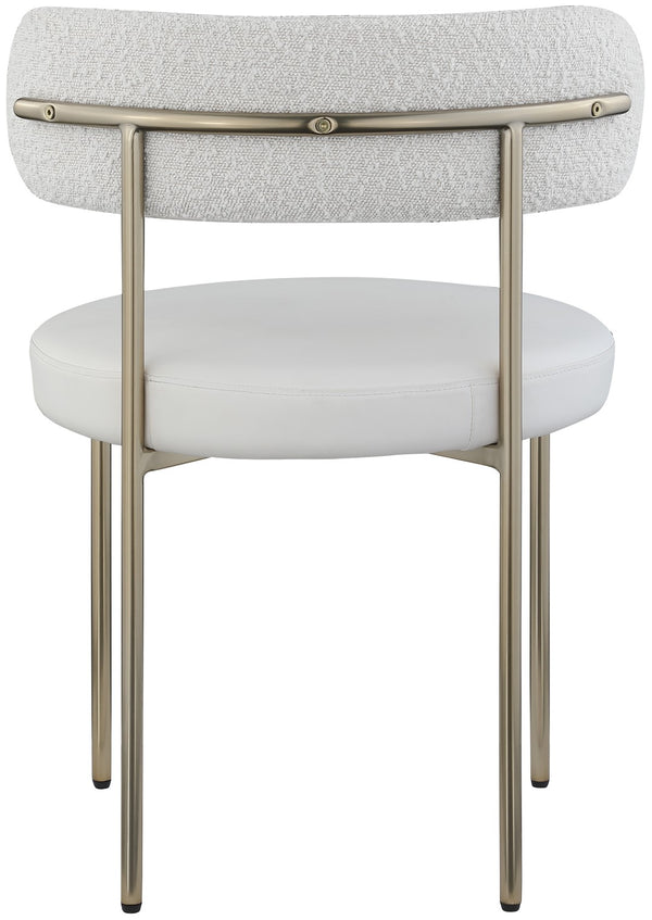 Beacon Boucle Fabric / Faux Leather / Iron / Foam Contemporary Cream Faux Leather and Boucle Fabric Dining Chair - 22" W x 21" D x 30" H