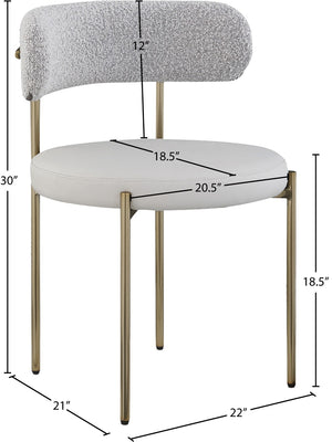 Beacon Boucle Fabric / Faux Leather / Iron / Foam Contemporary Taupe Faux Leather and Boucle Fabric Dining Chair - 22" W x 21" D x 30" H