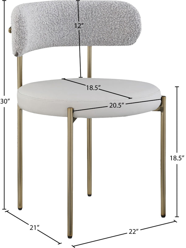 Beacon Boucle Fabric / Faux Leather / Iron / Foam Contemporary Taupe Faux Leather and Boucle Fabric Dining Chair - 22" W x 21" D x 30" H