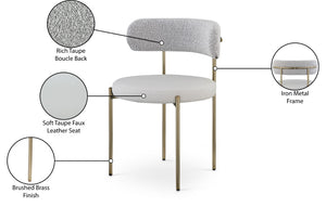 Beacon Boucle Fabric / Faux Leather / Iron / Foam Contemporary Taupe Faux Leather and Boucle Fabric Dining Chair - 22" W x 21" D x 30" H