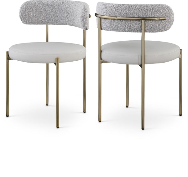 Beacon Boucle Fabric / Faux Leather / Iron / Foam Contemporary Taupe Faux Leather and Boucle Fabric Dining Chair - 22" W x 21" D x 30" H