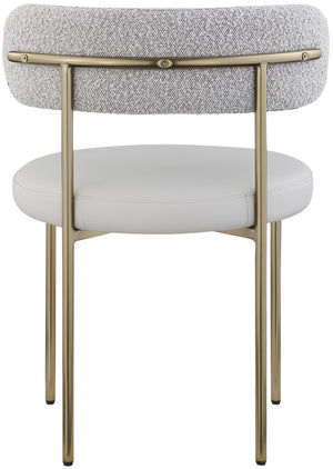 Beacon Boucle Fabric / Faux Leather / Iron / Foam Contemporary Taupe Faux Leather and Boucle Fabric Dining Chair - 22" W x 21" D x 30" H