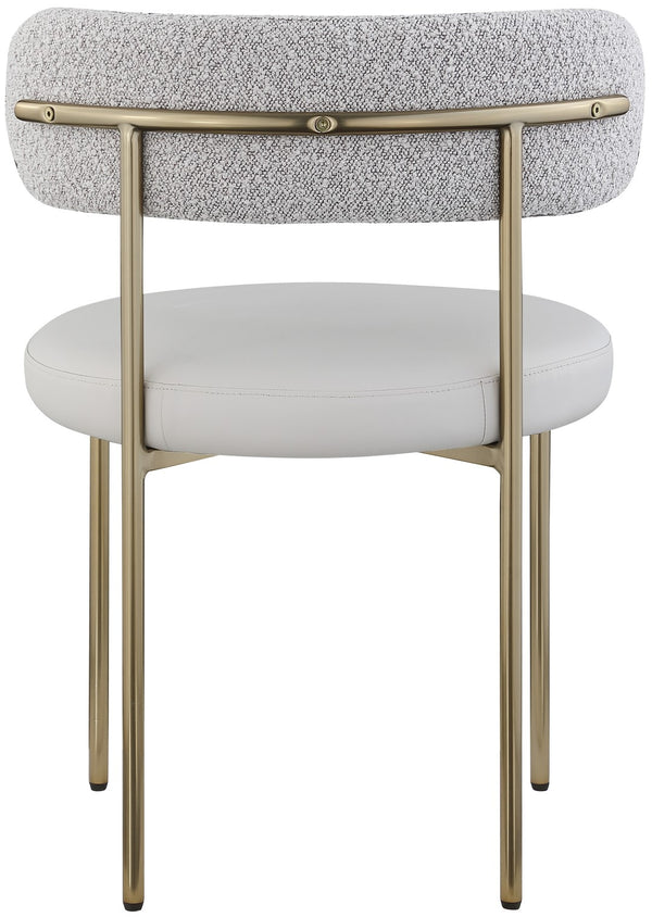 Beacon Boucle Fabric / Faux Leather / Iron / Foam Contemporary Taupe Faux Leather and Boucle Fabric Dining Chair - 22" W x 21" D x 30" H