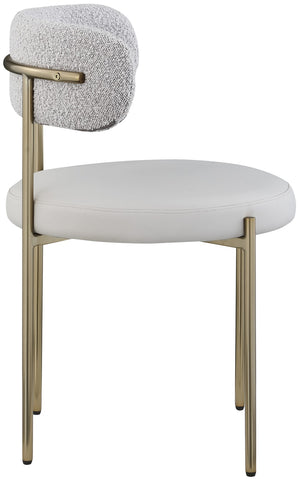 Beacon Boucle Fabric / Faux Leather / Iron / Foam Contemporary Taupe Faux Leather and Boucle Fabric Dining Chair - 22" W x 21" D x 30" H