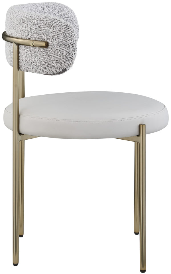 Beacon Boucle Fabric / Faux Leather / Iron / Foam Contemporary Taupe Faux Leather and Boucle Fabric Dining Chair - 22" W x 21" D x 30" H