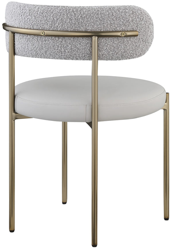 Beacon Boucle Fabric / Faux Leather / Iron / Foam Contemporary Taupe Faux Leather and Boucle Fabric Dining Chair - 22" W x 21" D x 30" H