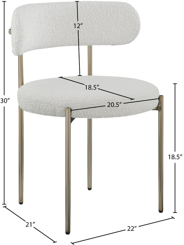 Beacon Boucle Fabric / Iron / Foam Contemporary Cream Boucle Fabric Dining Chair - 22" W x 21" D x 30" H
