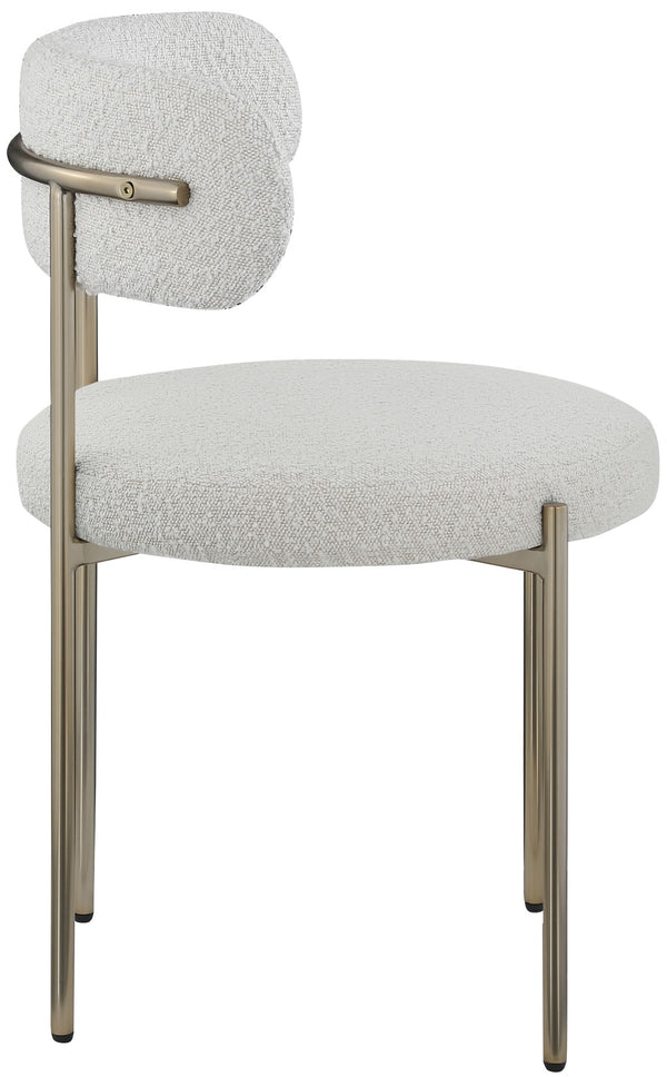 Beacon Boucle Fabric / Iron / Foam Contemporary Cream Boucle Fabric Dining Chair - 22" W x 21" D x 30" H
