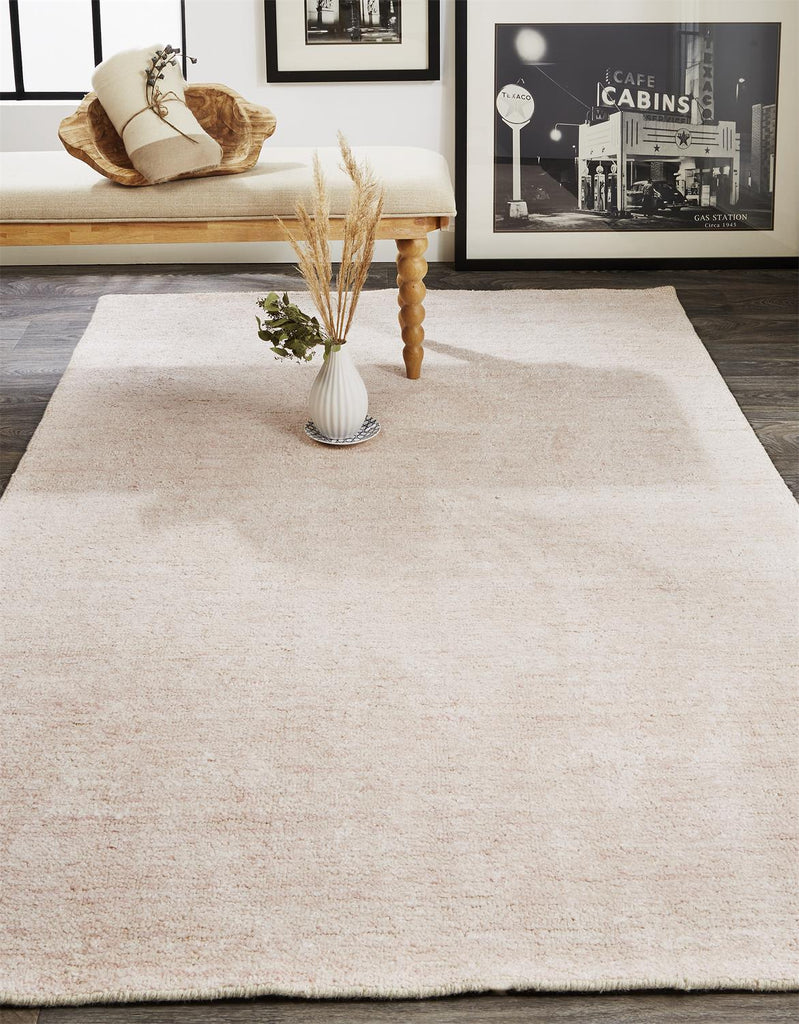 Delino Premium Contemporary Wool Rug, Very Light Pink, 9ft x 12ft Area Rug