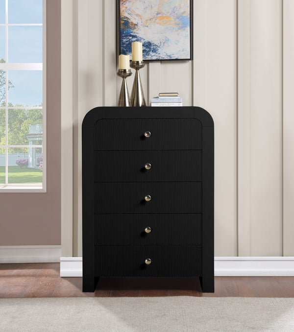 Artisto Ash Veneer / Engineered Wood / Metal Contemporary Black Chest - 34" W x 19" D x 48" H
