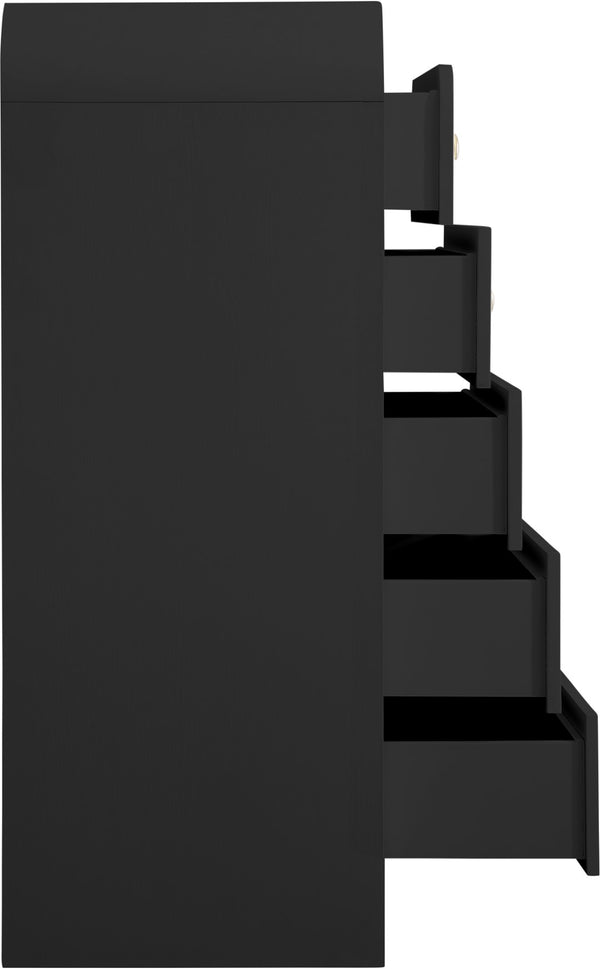 Artisto Ash Veneer / Engineered Wood / Metal Contemporary Black Chest - 34" W x 19" D x 48" H