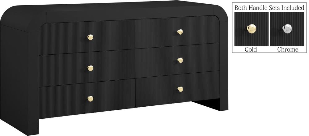 Artisto Ash Veneer / Engineered Wood / Metal Contemporary Black Dresser - 62" W x 19" D x 31.5" H