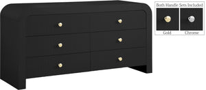 Artisto Ash Veneer / Engineered Wood / Metal Contemporary Black Dresser - 62" W x 19" D x 31.5" H