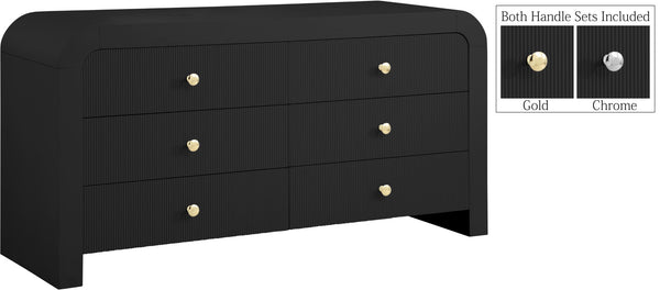 Artisto Ash Veneer / Engineered Wood / Metal Contemporary Black Dresser - 62" W x 19" D x 31.5" H