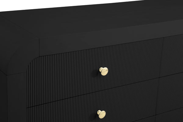 Artisto Ash Veneer / Engineered Wood / Metal Contemporary Black Dresser - 62" W x 19" D x 31.5" H