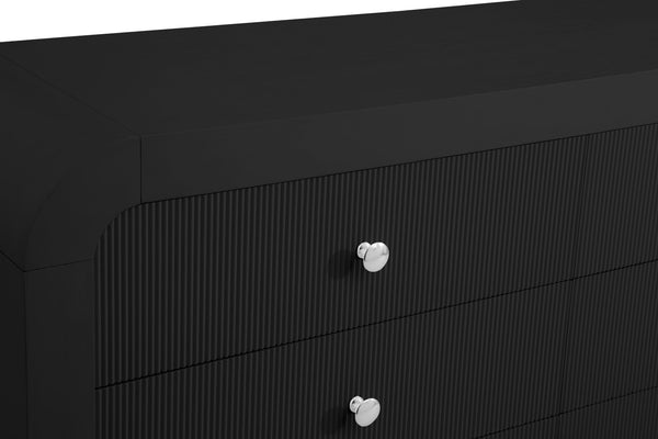 Artisto Ash Veneer / Engineered Wood / Metal Contemporary Black Dresser - 62" W x 19" D x 31.5" H