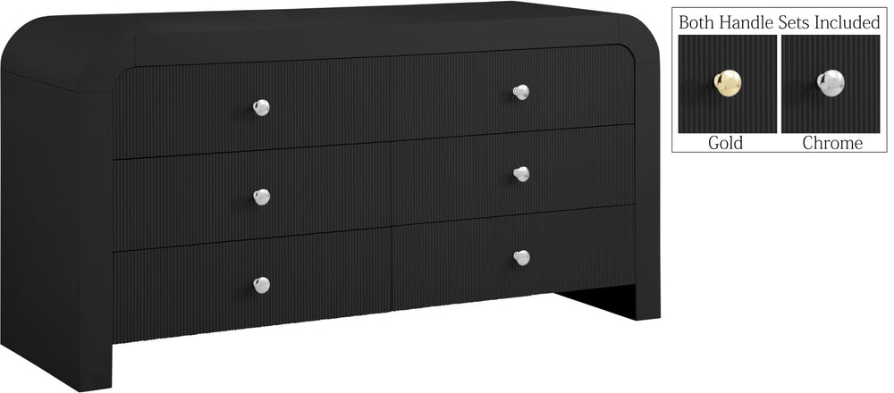 Artisto Ash Veneer / Engineered Wood / Metal Contemporary Black Dresser - 62" W x 19" D x 31.5" H