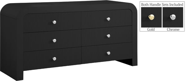 Artisto Ash Veneer / Engineered Wood / Metal Contemporary Black Dresser - 62" W x 19" D x 31.5" H