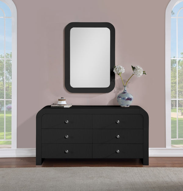 Artisto Ash Veneer / Engineered Wood / Metal Contemporary Black Dresser - 62" W x 19" D x 31.5" H