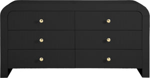 Artisto Ash Veneer / Engineered Wood / Metal Contemporary Black Dresser - 62" W x 19" D x 31.5" H