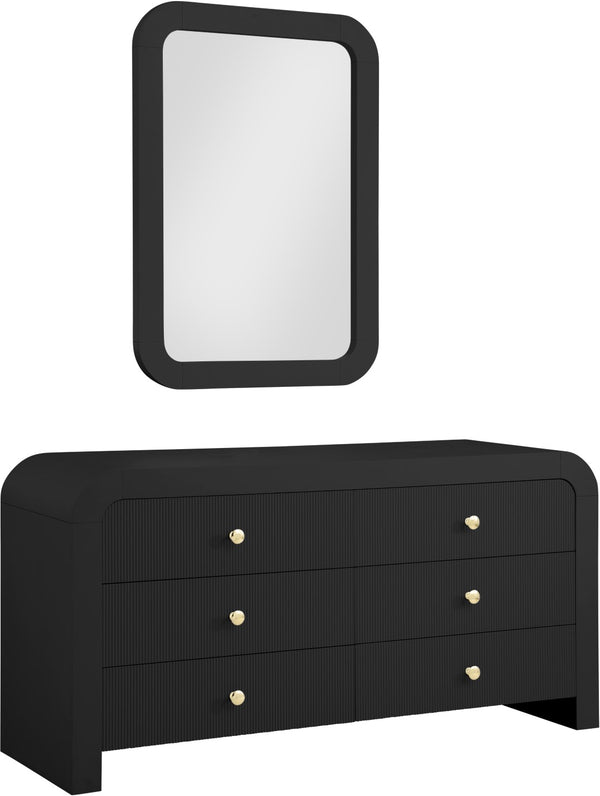 Artisto Ash Veneer / Engineered Wood / Metal Contemporary Black Dresser - 62" W x 19" D x 31.5" H