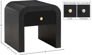 Artisto Ash Veneer / Engineered Wood / Metal Contemporary Black End Table - 24" W x 24" D x 24" H